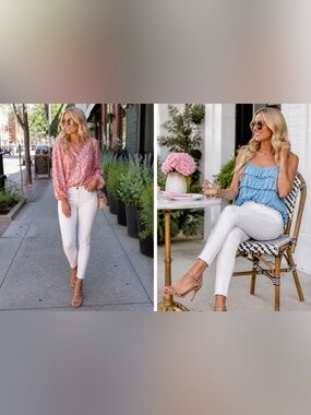 BCBGeneration White Denim Jeans with Branded Waist Label